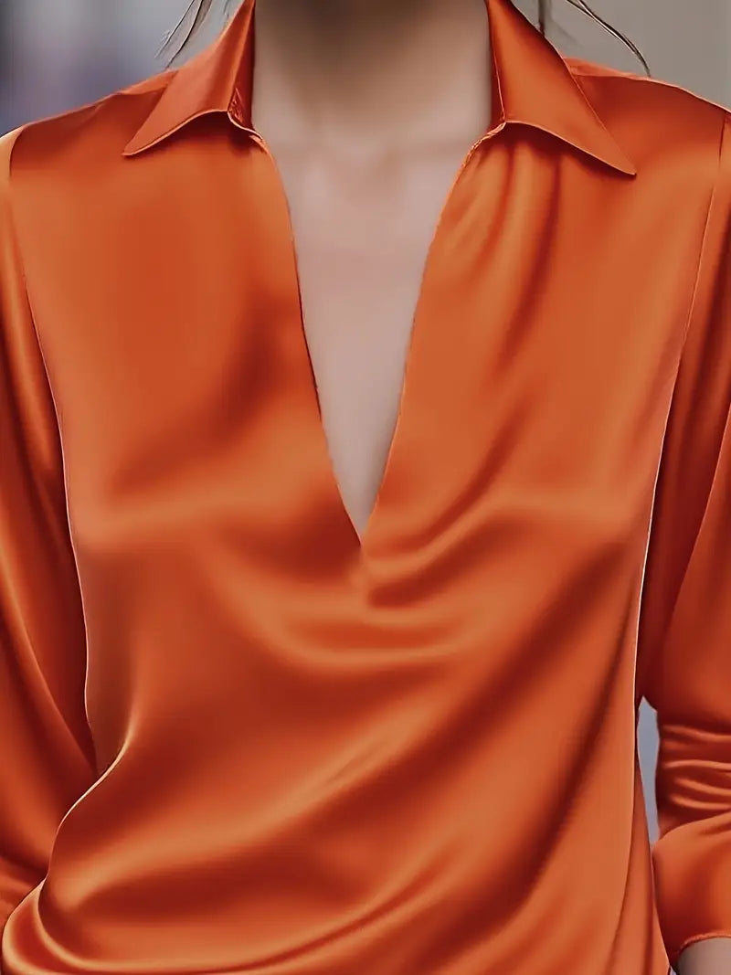 Women's Long Sleeve Blouse Draped Neck