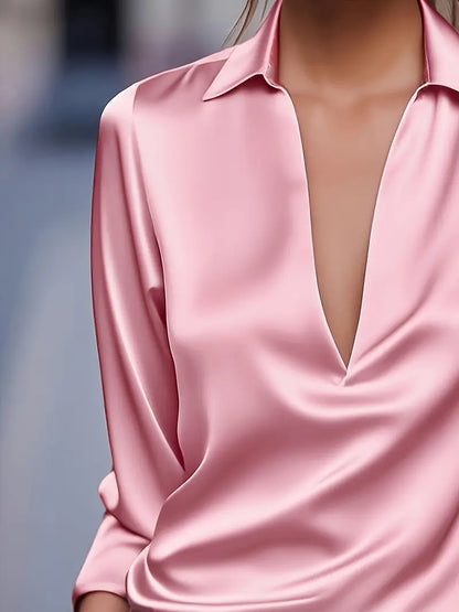 Women's Long Sleeve Blouse Draped Neck