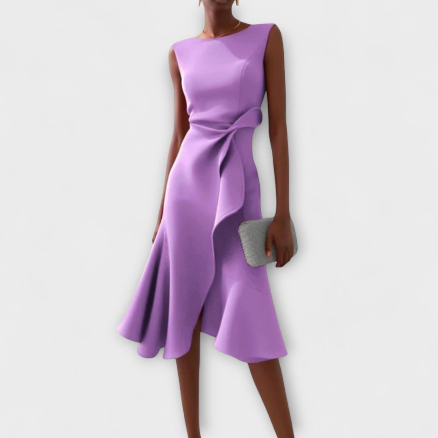 Elegant Sleeveless Flowy Asymmetric Midi Dress
