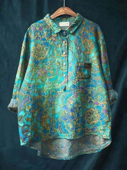 Women's Floral Print Blouse Button Front