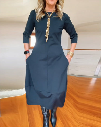 Women's Midi Dress Round Neck