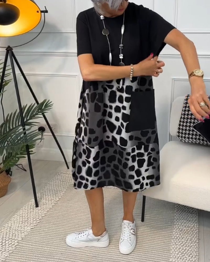 Comfortable Floral Midi Dress with Pockets