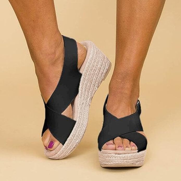 Women's Wedge Sandals Cross Straps - VibreMode