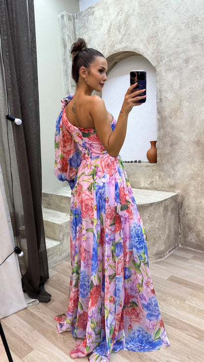 Women's Elegant Flowy Shoulder Dress Summer