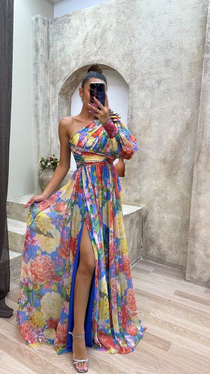 Women's Elegant Flowy Shoulder Dress Summer