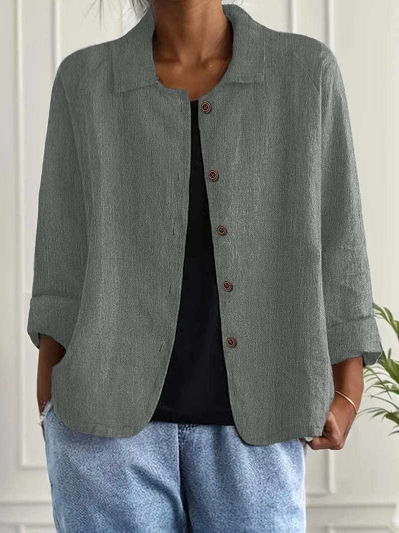 Women's Button Front Collared Blouse
