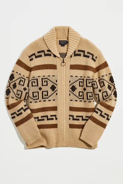 Men's Knitted Cardigan Zipper Jacquard Style