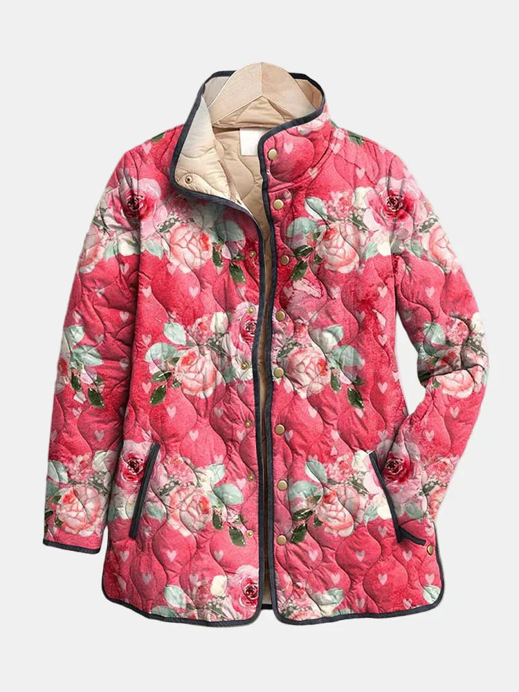 Women's Floral Heart Pattern Jacket - VibreMode