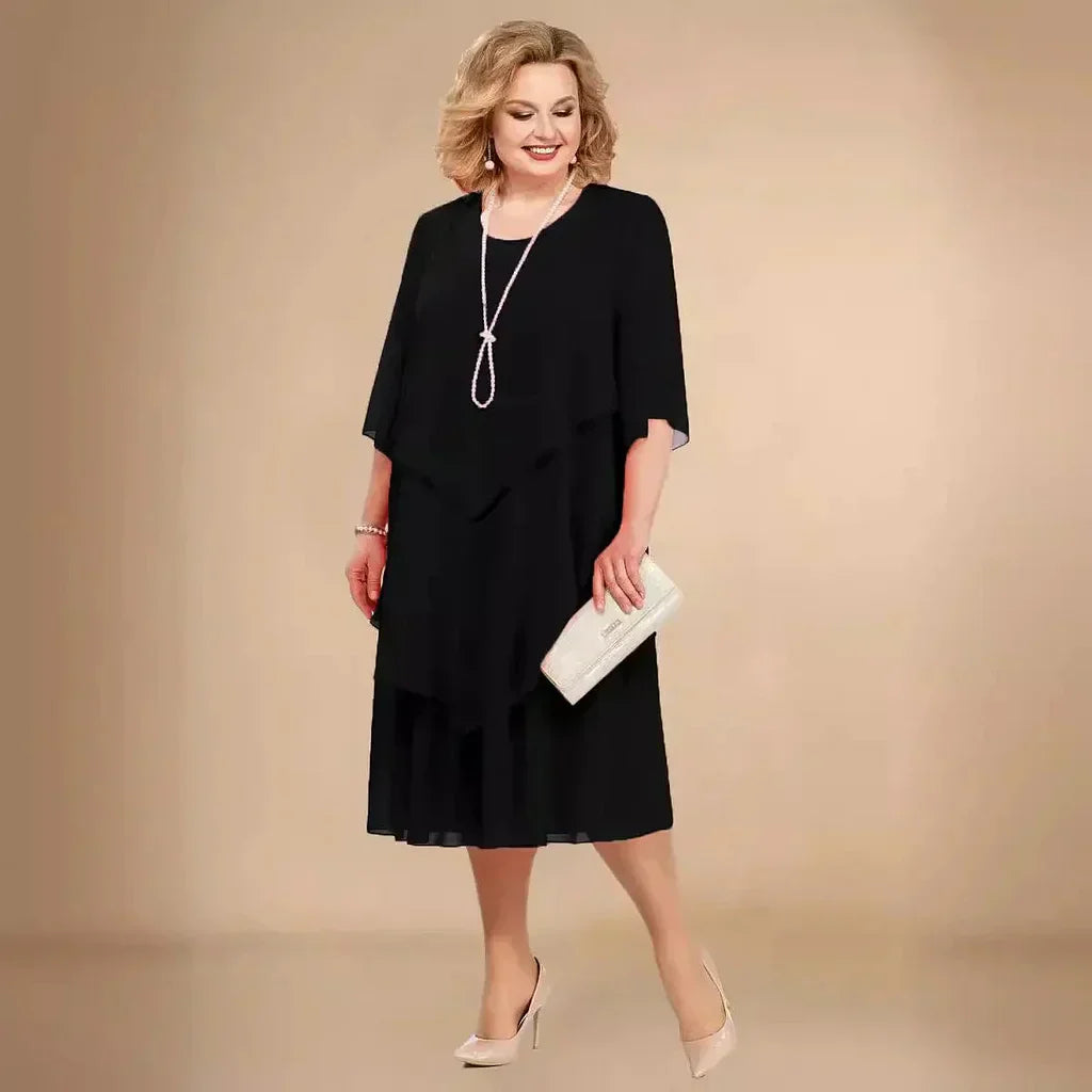 Women's Round Neck Short Sleeve Dress - VibreMode