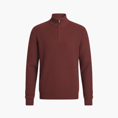 Men's Ribbed Knit Pullover Half-Zip Sweater - VibreMode