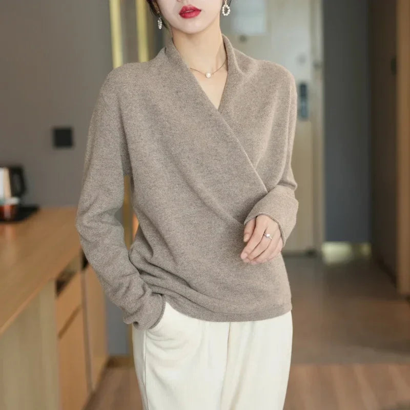 Women's Wrap Pullover V-Neck Relaxed Fit