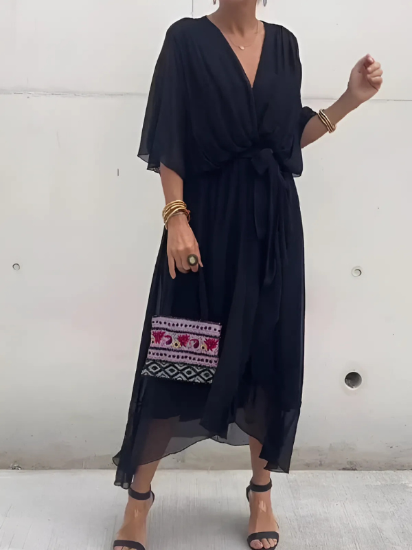 Women's Wrap Midi Dress V-Neck