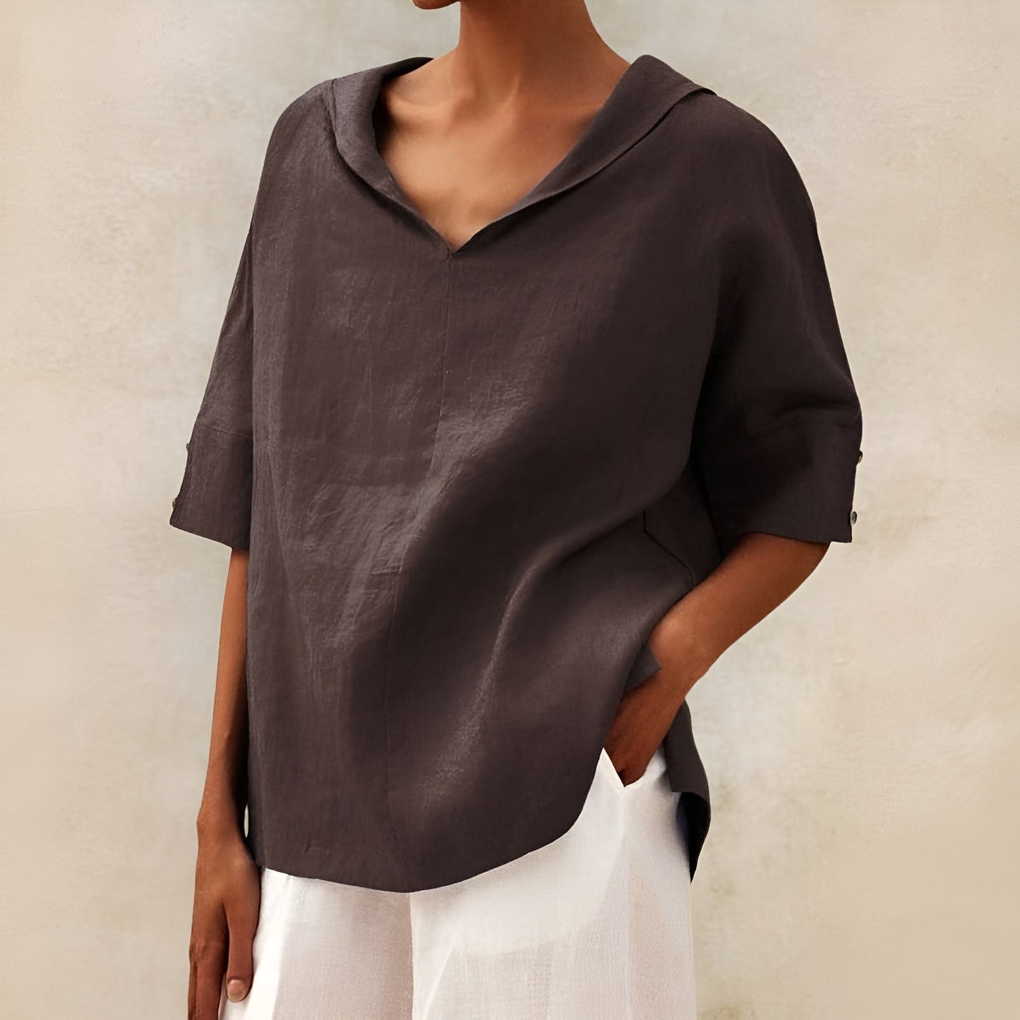 Women's V Neck Short Sleeve Blouse