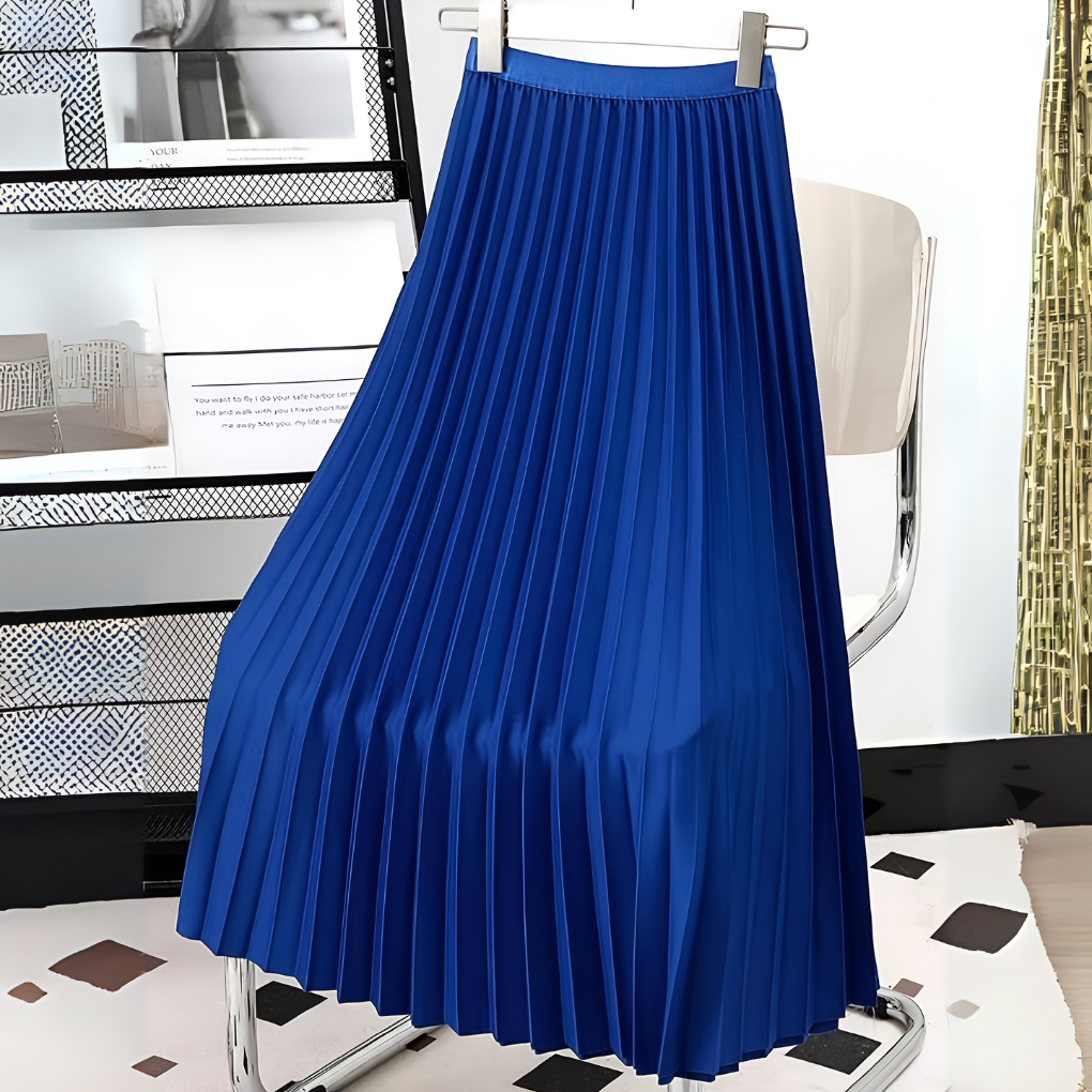 Women's Satin Pleated High Waist Skirt