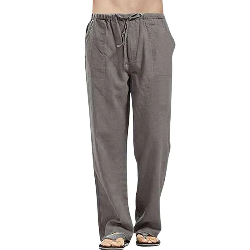 Men's Linen Pants Breathable Oversized Beige