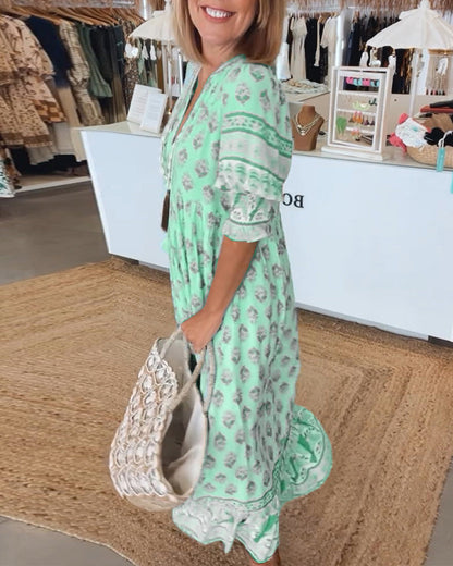 Women's Printed V-Neck Dress