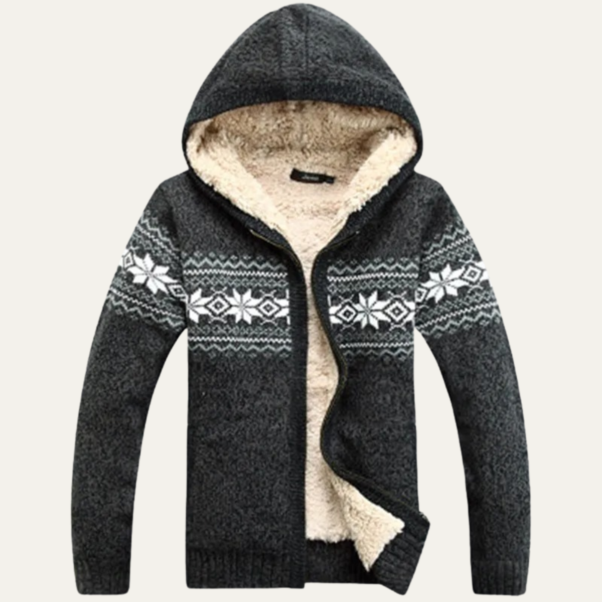 Men's Knit Zip Up Jacket Nordic Pattern