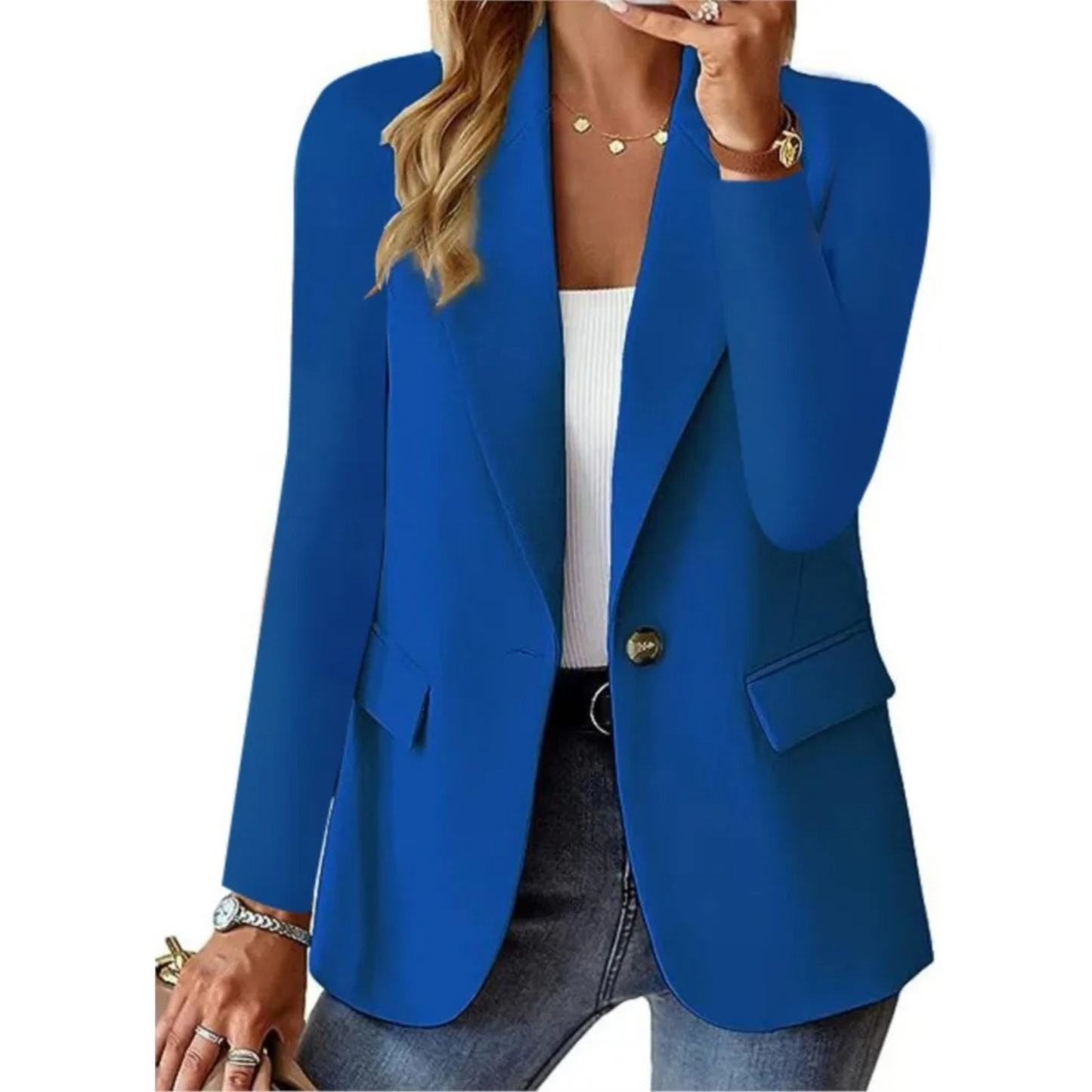 Women's Slim Fit Blazer Long Sleeve Buckle Closure
