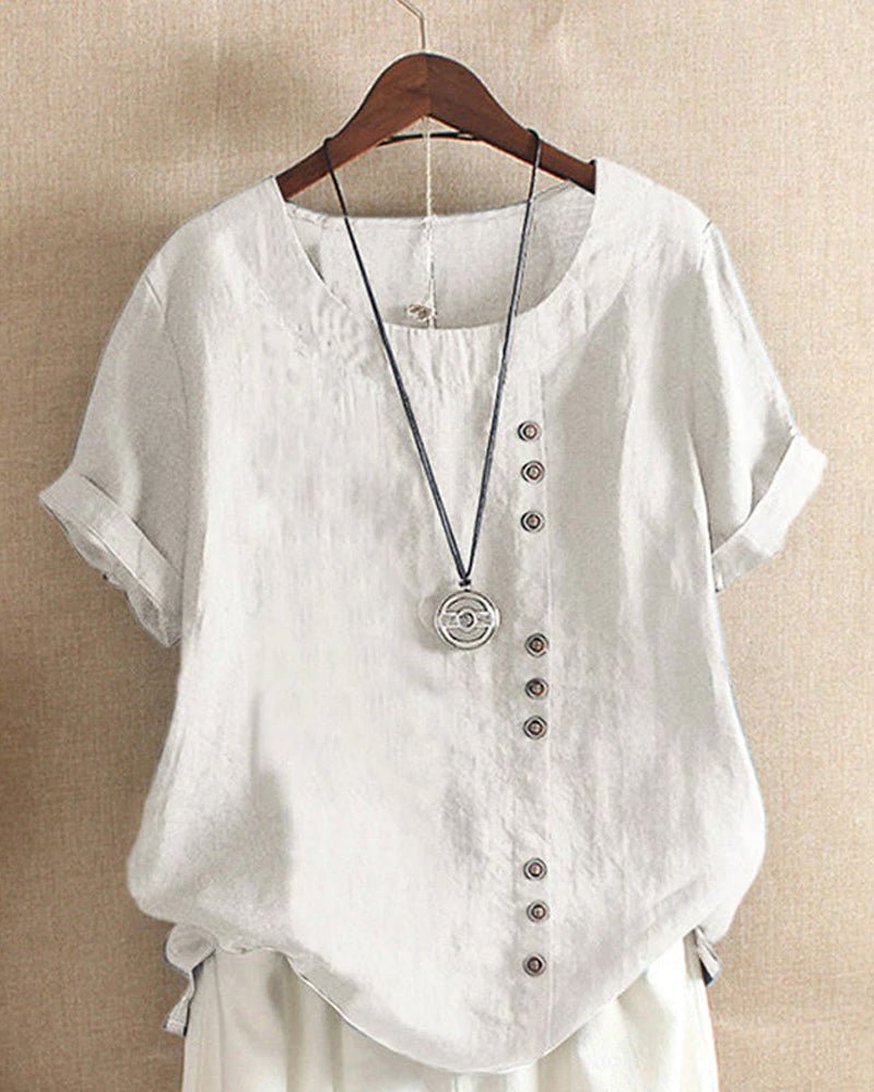 Relaxed Fit Short Sleeve Women's Casual Blouse