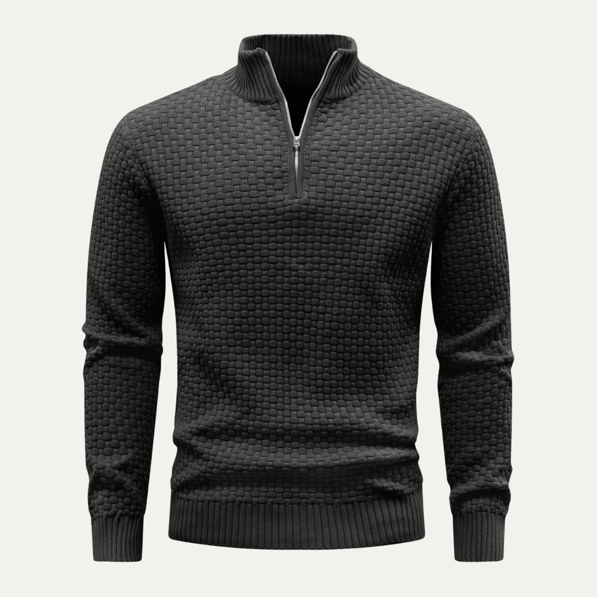 Men's Textured Quarter Zip Knit Sweater