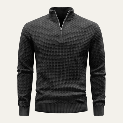 Men's Textured Quarter Zip Knit Sweater