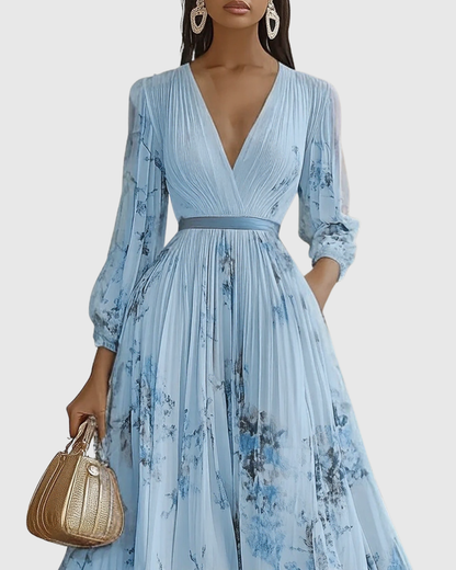 Women's Pleated Maxi Dress Elegant