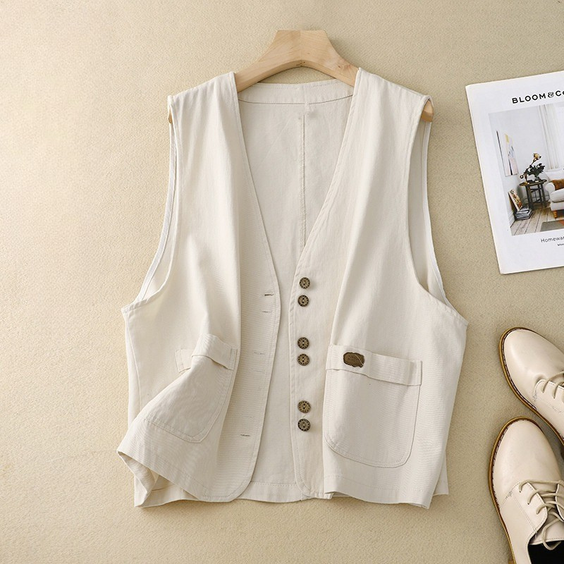 Women's Vest Button Down Patch Pockets - VibreMode