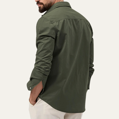 Men's Retro Button Up Shirt Solid