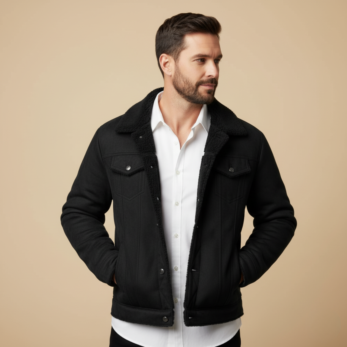 Men's Vintage Shearling Leather Jacket