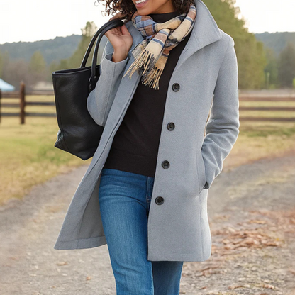 Women's Classic Winter Coat Button Front