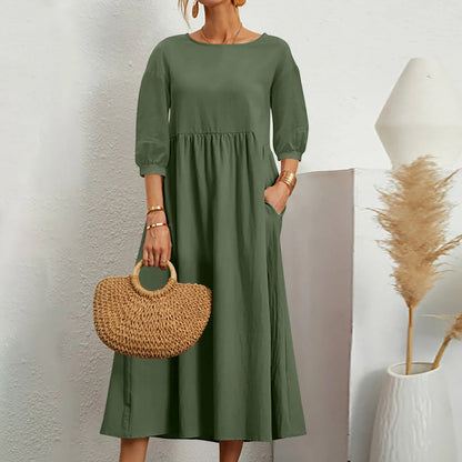 Women's Midi Patchwork Dress Casual Comfortable