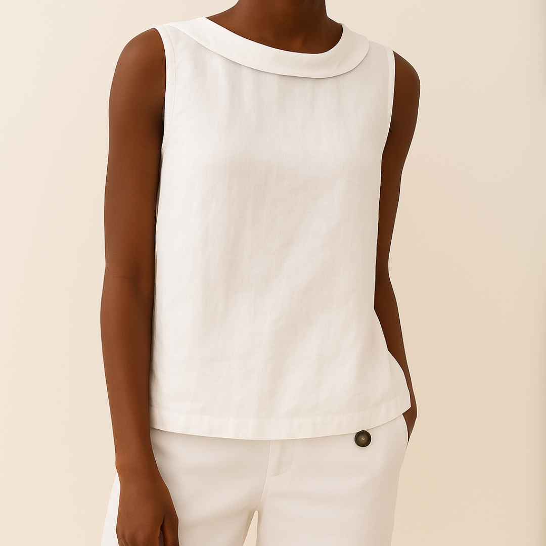 Women's Sleeveless Blouse Rolled Collar