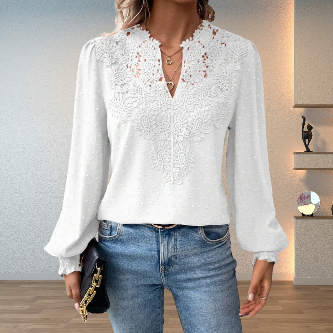 Women's Lace Blouse Guipure Panel