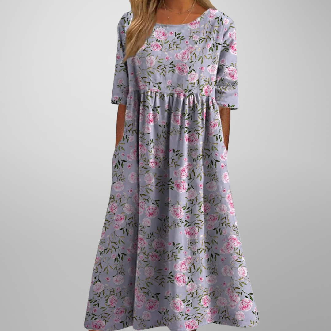 Women's Loose Fit Short Sleeve Midi Dress