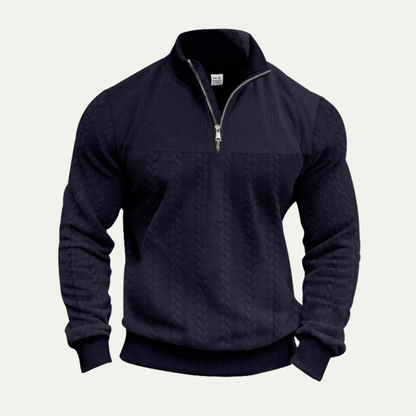 Men's Knit Half Zip Sweater Jacquard Pattern Winter
