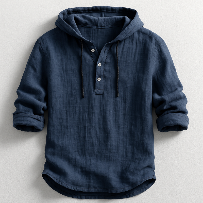 Men's Button Neck Hoodie Pullover