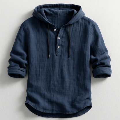 Men's Button Neck Hoodie Pullover