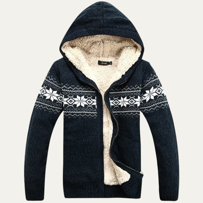 Men's Winter Hooded Knit Jacket Zip Up