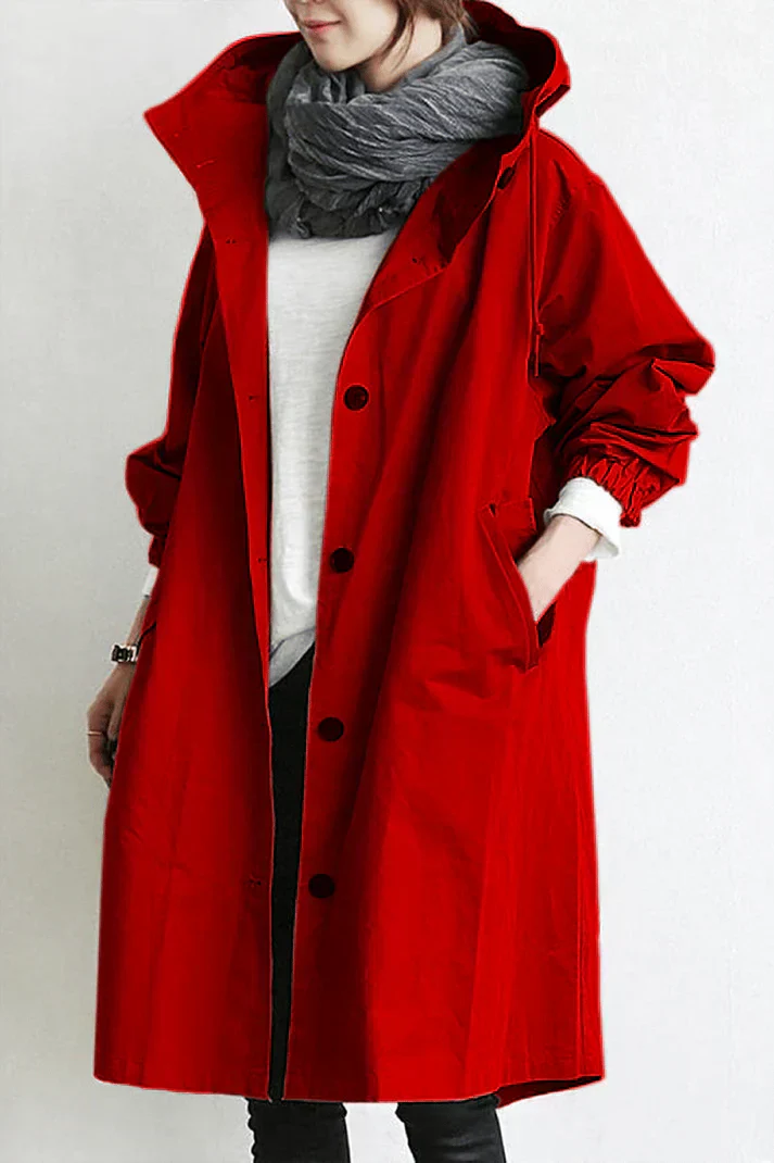Women's Hooded Trench Coat Waterproof Cotton Large