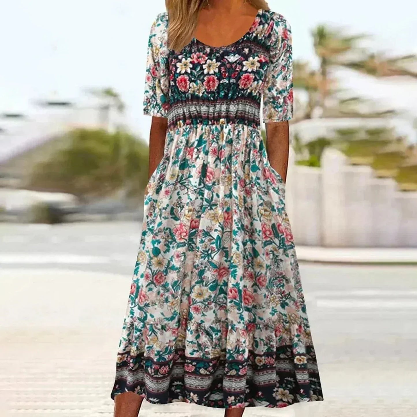 Women's Midi Boho Print Dress