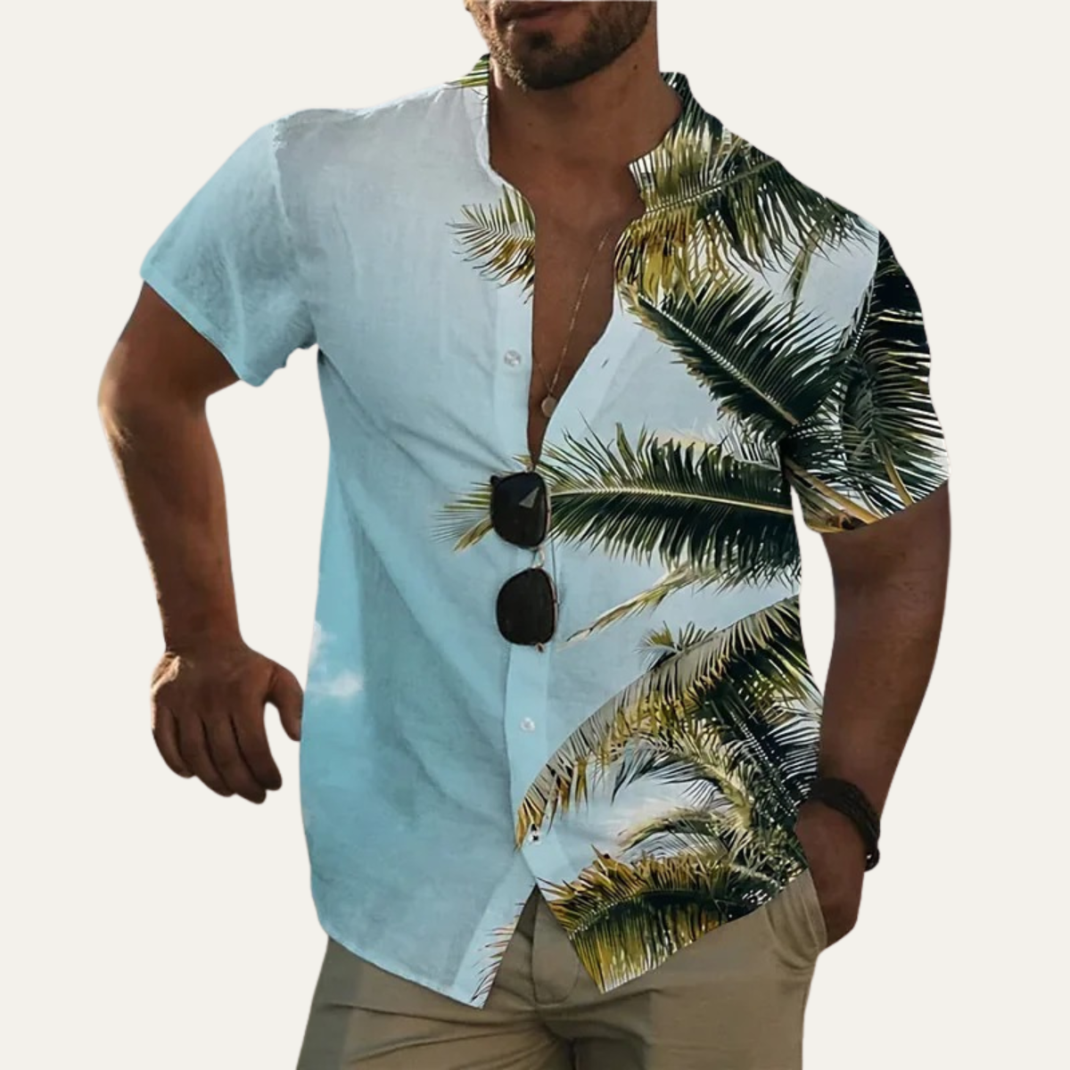 Men's Hawaiian Beach Shirt Tropical Print Cotton Relaxed Fit