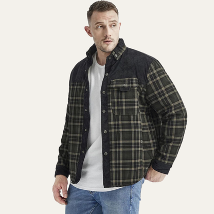 Men's Plaid Flannel Jacket Multi Pocket