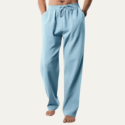 Men's Cotton Hemp Straight Leg Pants Breathable