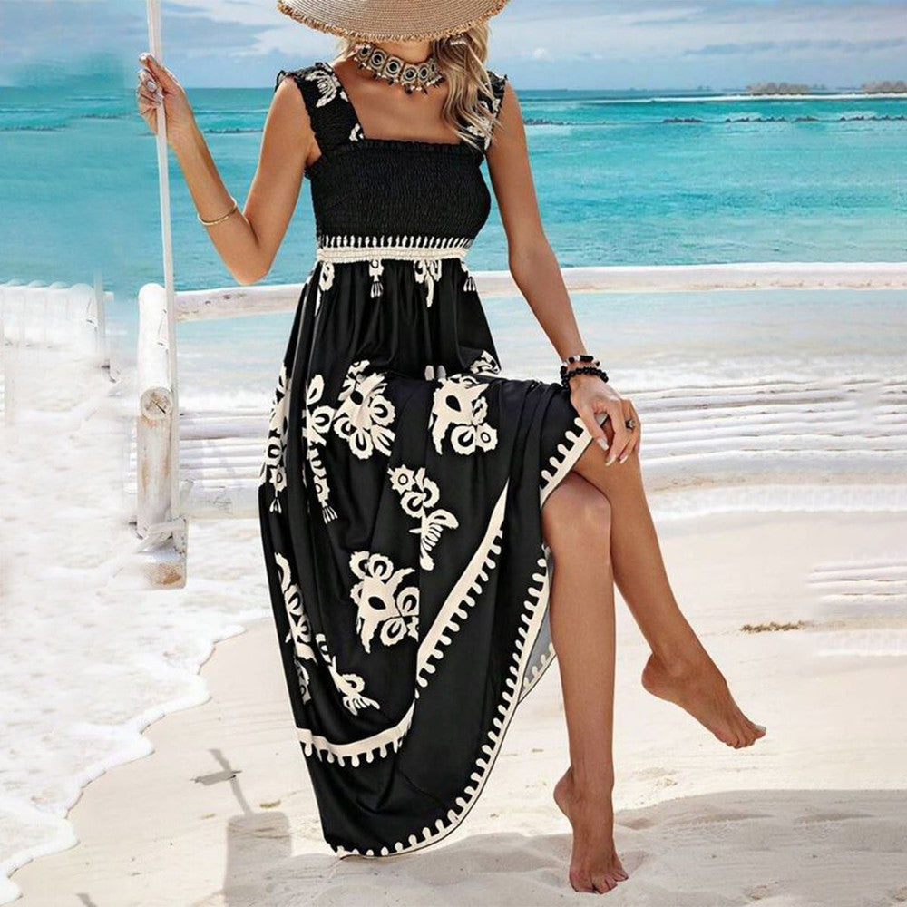 Summer Floral Off Shoulder Sundress Beach Wear