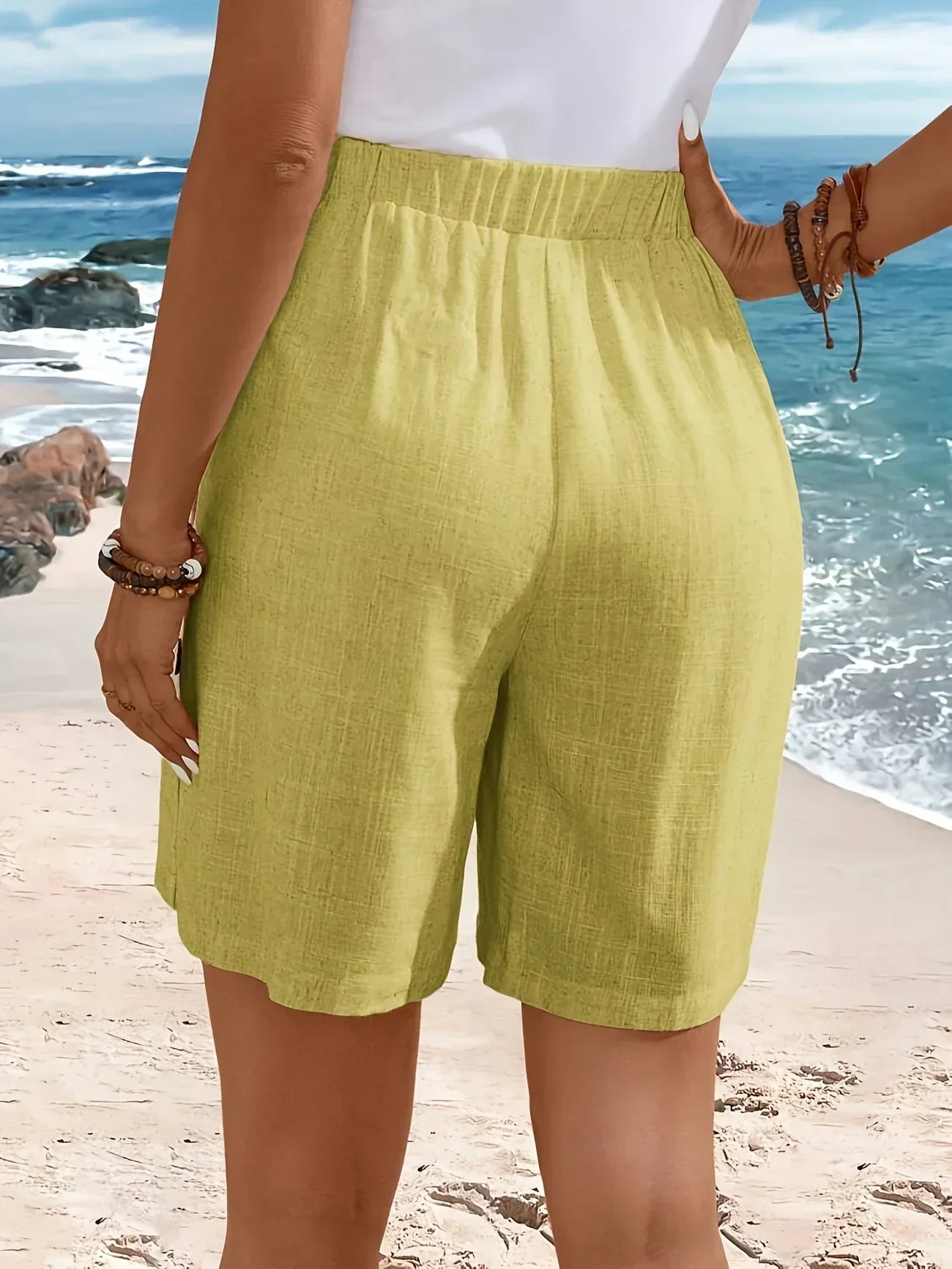 Women's High Waist Wrap Front Button Shorts