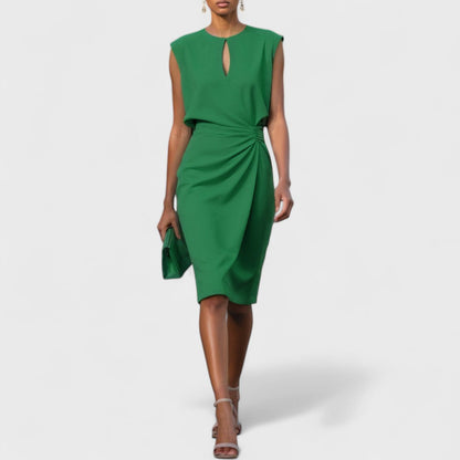 Women's Sleeveless Midi Dress Keyhole Detail