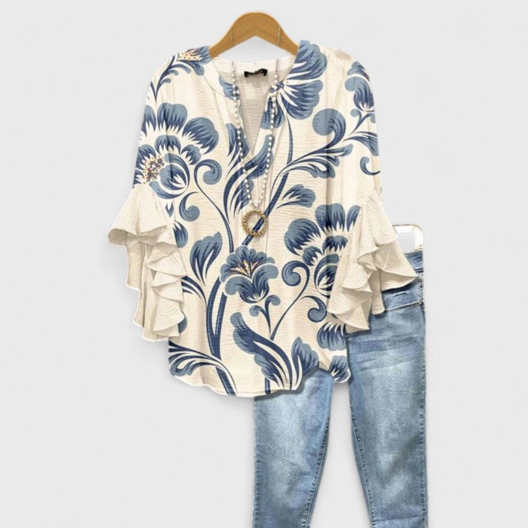 Women's Flowy Ruffle Sleeve Blouse - VibreMode