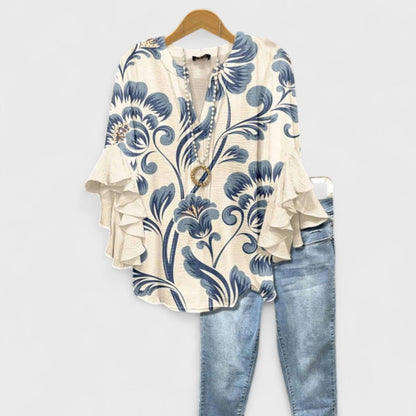 Women's Flowy Ruffle Sleeve Blouse - VibreMode