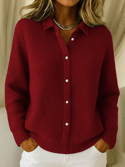 Women's Collared Sweater Button Front Closure