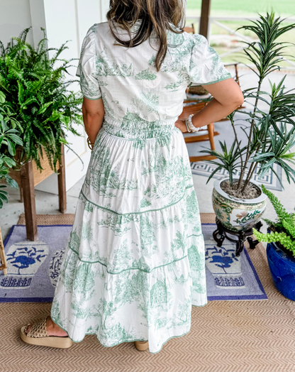 Women's Maxi Dress Toile Print Tiered